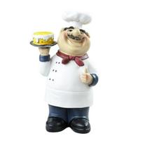 Animacinis šefo figūrėlė Rankomis tapyta su vaisių lėkšte Tortas Makaronai Šaukštas Šefo statula Skulptūra Namų Virtuvės Valgomojo Dekoro Ornamentas beige