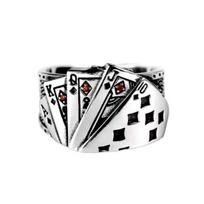 Retro Unisex Žiedas Žaidimo Korta Reguliuojamas Pokeris Graviruotas Atviras Žiedas Papuošalai Vakarėliui A Poker
