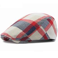 HT4625 Beret Cap Men Women Spring Summer Hat Vintage Plaid Artist Painter Beret Hat Adjustable Ivy Flat Cap Retro Berets for Men 55-59cm Adjustable raudona