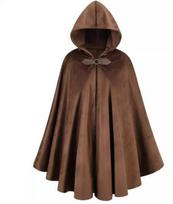 Viduramžiškas aksominis su kapišonu elnio odos apsiaustas - Renesanso Cosplay kostiumas One Size blue