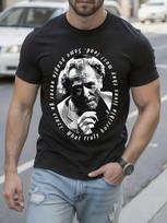 Charles Bukowski Portrait Tshirt - Barfly Poetry Drinking... M gray
