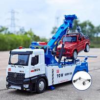 1:18 dvigubų kabliukų sunkvežimis lydinio gelbėjimo automobilis žaislai modelis lietas metalas transporto priemonė durys atidaromos garsas šviesa keltuvas susitraukia vilkikas žaislas berniuko dovana mėlyna