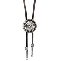 Round Bolo Tie Cowboy Leather Bolo Native American Bolo Tie Western Bolo Tie 1 juoda