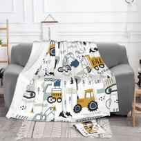 Cartoon Truck Excavator Blankets Flannel Decoration Backhoe Cranes Equipment Soft Throw Blankets for Bed Couch Bedding Throws 75x90cm