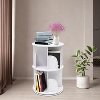2 Tier Rotating Bookshelf 360 Display Bookcase White Bookshelf Organizer for Kids&Adults for Kids Room Bedroom Home Office balta