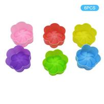 5Cm Begonia Flower Silicone Mold Muffin Liners Cupcake Bakeware Kitchen Gadgets Mould For Pastry Baking Diy Cake Tools Party 6PCS multi