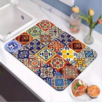 Bohemian Drain Mat Dish Drying Placemats for Table Silicone Mat Table Mat Kitchen Decoration Accessories Coasters (as the picture,20x30cm)