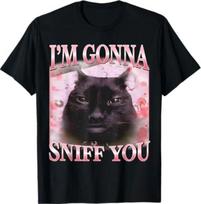 I'm Gonna Sniff You Funny Brainrot Cats Meme T-Shirt S gray