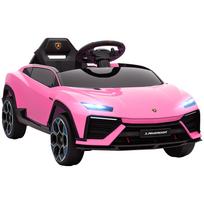 Elektrinis automobilis vaikams +3 metai su Lamborghini licencija 12V baterija Nuotolinio valdymo pultelis 2.4 G Dvigubas variklis Rožinis 101.5 x 49 x 43 cm rožinė