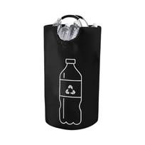 Ypač didelės talpos sulankstomas perdirbimo konteineris namams - Cilindrinis atviras dizainas, daugiafunkcinis laikymo krepšys plastiko buteliams, taupantis vietą One Size juoda