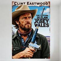 The Outlaw Josey Wales Clint Eastwood Vintage Western Movie Poster Metal Tin Sign Retro Wall Art for Bar Cafe Man Cave Home Deco 20x30cm（7.8x11.8inch） brown