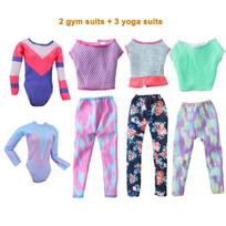 5 Sets Pack Handmade Fashion Doll Clothes 3 Yoga Outfits 2 Gym Suits Clothing designed for 11.5in/30cm Female Dolls Sport Wear DIY Playthings blue