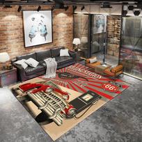 American Industrial Wind Lounge Rug Home Non-slip Mat Large Area Living Room Decoration Retro Rug Punk Style Rugs for Bedroom 80x120cm