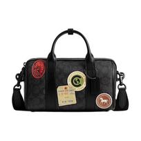 COACH Signature GOTHAM DUFFLE 24 Classic Signature Badge Patch Coated Canvas Boston Bag Shoulder Crossbody Tote Medium Men's Black juoda