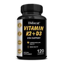 Vitamin D3+Vitamin K2 Supplement, With Calcium, Bioperine, 120 Capsules Per Bottle 120 Capsules