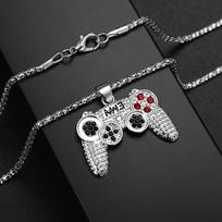 Game Console Controller Pendant Necklace Childhood Memory Necklace Jewelry Light Luxury Niche Necklace 50cm(Necklace Size)