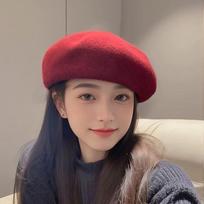Wool Beret Women'S Face Small Autumn And Winter Versatile Knitted Cashmere Retro Woolen Painter Hat adult size (56-58cm) kaštoninė