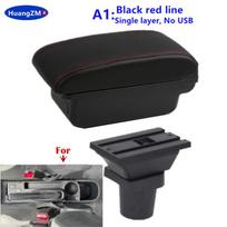 For Toyota Yaris 3 For Toyota Hybrid  Yaris Vitz Car Armrest Box Car Storage box interior details USB Charging Car Accessories A1 red line No USB
