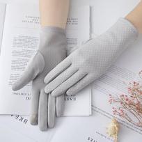 Moteriškos plonos vasarinės neslystančios pirštinės su jutikliniu ekranu, trumpos, iš grynos medvilnės, elastingos, apsaugančios nuo UV spindulių One Size gray