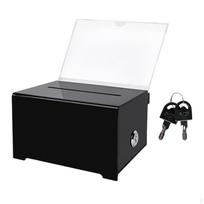 Acrylic Collection Box with Key Lock, Organizer Container, Storage Suggestion, Discreet Function, 16cmx12cmx10cm gray