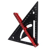 Carpenter Square Bidirectional Adjustable Locating Rod Double Sided Scale Multi Functional Aluminum Alloy Triangle black