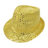 Blizgantis Fedora skrybėlė su blizgučiais suaugusiems Klasikinis Trilby stilius Lengvas vakarėlio aksesuaras su žvilgančiu efektu Tinka renginiams, pasirodymams, kostiumams One Size auksas