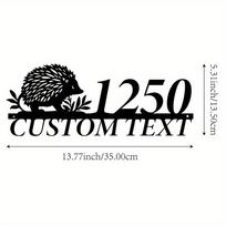 Personalizuotas ežiuko metalinis ženklas Šeimos pavardė Namo numeris Vidaus ir lauko sienų dekoras Rusticinis dovanų variantas TYDZ002949 black