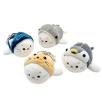 Cute Cartoon Seal Plush Keychain Lovely Sea Animal Plushie with Metal Buckle Soft Cartoon Stuffed Animal Doll Plush Keyring Charms Backpack Pendant Random Style beige