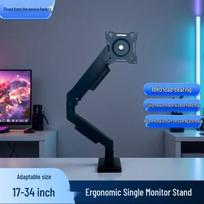 Ergonomic Single Arm Monitor Mount for 17-34 Inch Screens with Pneumatic Adjustment and Swivel