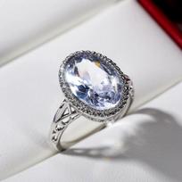 Fashion  Sterling Silver Oval White Topaz Engagement Rings for Women Timeless Eternity Bling Bling  Rings Gift Anillos 10