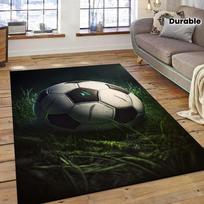Soccer Ball On Grass Printed Flannel Rug Durable Soft Carpet For Sports Fans Living Room Bedroom Kids Room Decor Modern Design 60x90cm