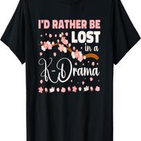 I'd Rather Be Lost In A K-Drama Cherry Blossom T-Shirt S juoda