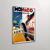 DORA Tin Sign Vintage Monaco  Racing Car Metal Wall Art   Retro Flat Decor Poster for Home Interior Design Hanging No Electricit 20X30CM