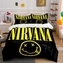 Nirvana Logo Black and Yellow Bedding Set Bedding set (1 duvet cover, 2 pillowcases, duvet not included) 135x200cm