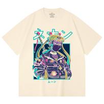 230 Gsm 100% Cotton Sailor Moon V11 Cyberpunk Print Unisex Heavy Cotton T Shirt XS abrikosas