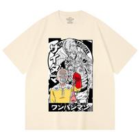 230 Gsm 100% Cotton One Punch Man V6 Saitama Print Unisex Heavy Cotton T Shirt XS abrikosas