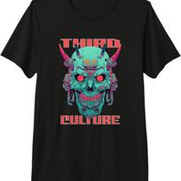 CYBERPUNK MACHINE SKULL SAMURAI MASK Premium T-Shirt S juoda