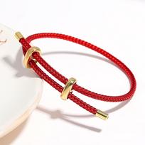Greatera Madingos Raudonos Gijos Apyrankės Moterims Vyrams Nerūdijančio Plieno Pintas Virvės Reguliuojama Pakabukų Apyrankė Unisex Papuošalai red