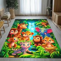 Cartoon Jungle Animal Dinosaur Rug Washable Durable Kids Game Carpet for Nursery Play Area Home Decor Living Room Playground 40X60CM
