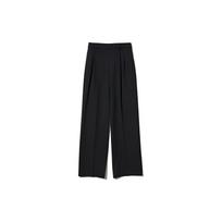 UNIQLO Vienspalvės Klostuotos Laisvos Plačių Kojų Laisvalaikio Kelnės Moterims Juodos 458505-09 M white