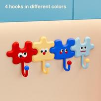 Colorful Puzzle Hooks 4Pcs/Set,Hook Behind The Bathroom Door,Adhesive Hook In The Kitchen