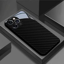 Black Carbon Fiber Texture Pattern Tempered Glass Black Phone Case For Samsung Galaxy S25 S24 S23 Ultra Plus FE Shockproof Cover Galaxy S24 Ultra