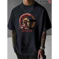 SPARTA Text Ancient Greek Spartan Warrior T-Shirt 100% Cotton O-Neck Short Sleeve Summer Casual Mens T-shirt Streetwear S juoda