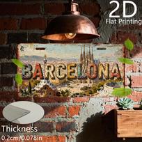 Vintage Spanish BARCELONA Sagrada Familia Park Guell Scenery License Plate D Flat Aluminum Tin Sign Wall Art Decor for Catalo 15x30cm(5.9x7.8inch)
