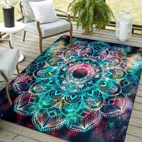 Mandala Flower Outdoor Rug, Anti-Slip Polyester Carpet,Bohemian Area Floor Mat,Morden Kitchen Mat, Entrance Doormat Decoration 40x60cm