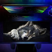 Gray Wolf Digital Art Mouse Pad Large Rubber Gaming Desk Mat Design Durable Washable Modern Aesthetic Style for Computer Gamers SBD300x800x2mm