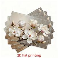 4 vnt. elegantiški baltos magnolijos rašto padėkliukai | 12 colių x 18 colių stačiakampiai staltiesės padėkliukai valgymui, Velykoms, Valentino dienai ir namų dekoravimui - Tobuli 4PCS