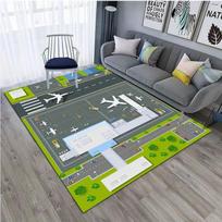 1pcs Kids Play Area Rugs Living Room Airport Landing Strips Top View Airplane Arrival 3D Rug Kids' Bedroom Playroom Decor 40x60CM