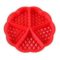 Silicone Waffle Maker Mold 2 Shapes, Heart & Square Non-Stick Baking Tray, Food Grade Flexible Waffle Cake Pan for Oven Microwave Heart-shaped red