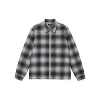 Stussy Paul Šešėlio langelių marškiniai su užtrauktuku Unisex marškiniai Juodi Balti 1110238 M gray